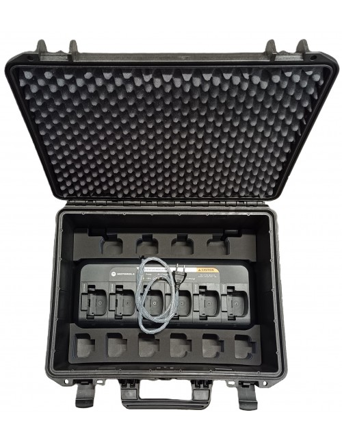 Střední odolný transportní kufr na radiostanice var. B - šestinabíječ