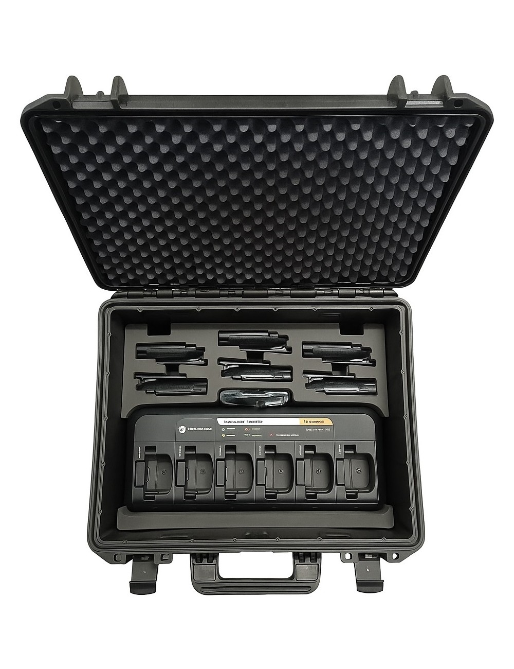 Střední odolný transportní kufr na radiostanice var. A - šestinabíječ