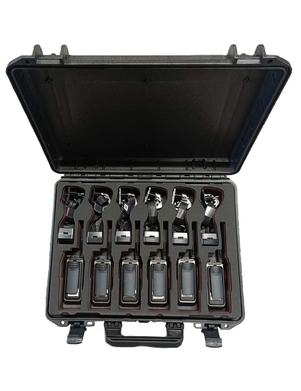 Malý odolný transportní kufr s organizérem na radiostanice