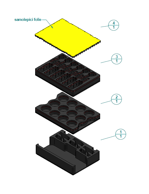 Střední odolný transportní kufr na radiostanice var. A - šestinabíječ