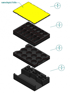 Střední odolný transportní kufr na radiostanice var. A - šestinabíječ