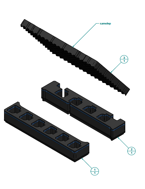 Střední odolný transportní kufr na radiostanice var. B - šestinabíječ